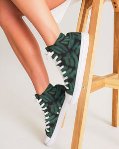 Green Batik Women's Hightop Canvas Shoe - Redsoil